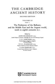 Couverture : The Prehistory of the Balkans ; and, The Middle East and the Aegean world, tenth to eighth centuries B.C.
