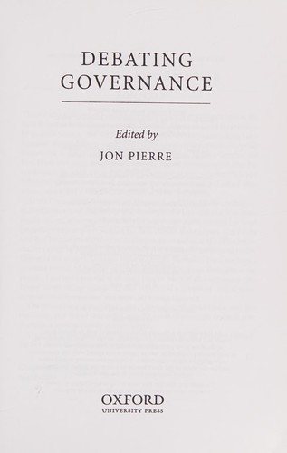 Couverture : Debating governance