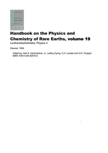 Couverture : Handbook on the Physics and Chemistry of Rare Earths : Lanthanides/Actinides