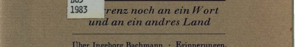 Couverture : Ich grenz noch an ein Wort und an ein andres Land