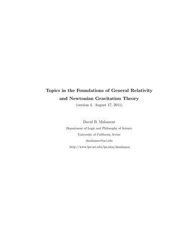 Couverture : Topics in the Foundations of General Relativity and Newtonian Gravitation Theory