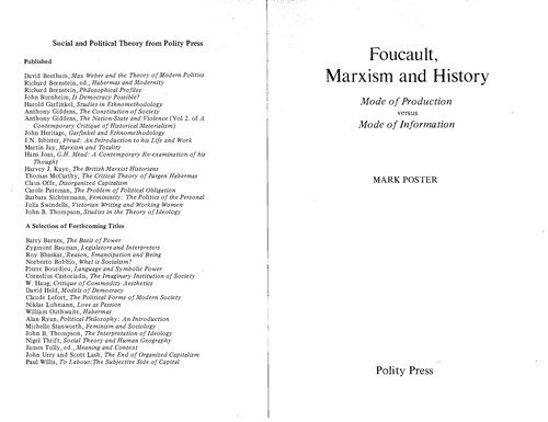 Couverture : Foucault, Marxism, and history