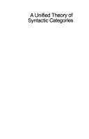 Couverture : A unified theory of syntactic categories