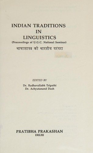 Couverture : Indian traditions in linguistics