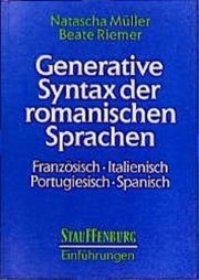 Couverture : Generative Syntax der romanischen Sprachen