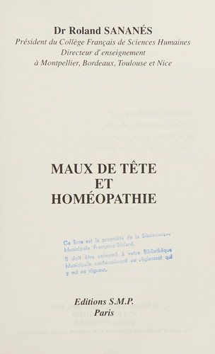 Couverture : Maux de tête et homéopathie