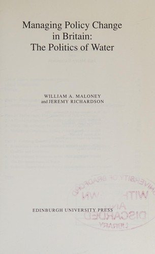 Couverture : Managing policy change in Britain