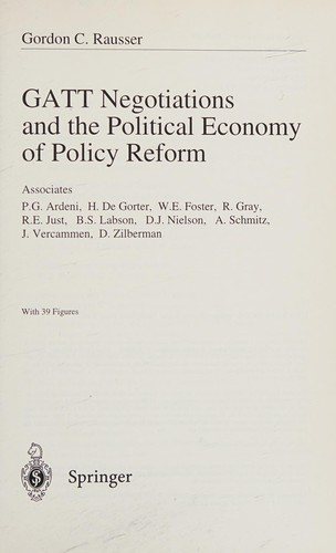 Couverture : GATT negotiations and the political economy of policy reform