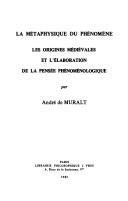 Couverture : La métaphysique du phénomène