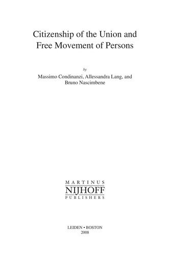 Couverture : Citizenship of the Union and free movement of persons
