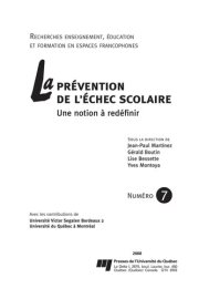 Couverture : La prévention de l'échec scolaire