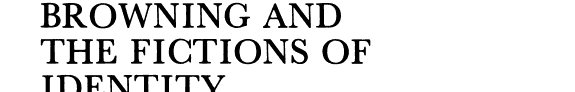 Couverture : Browning and the fictions of identity