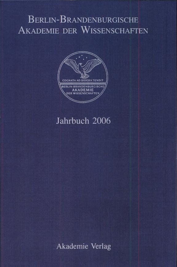 Couverture : Berlin-Brandenburgische Akademie Der Wissenschaften