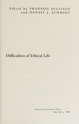 Couverture : Difficulties of Ethical Life