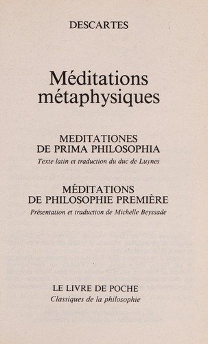 Couverture : Méditations métaphysiques