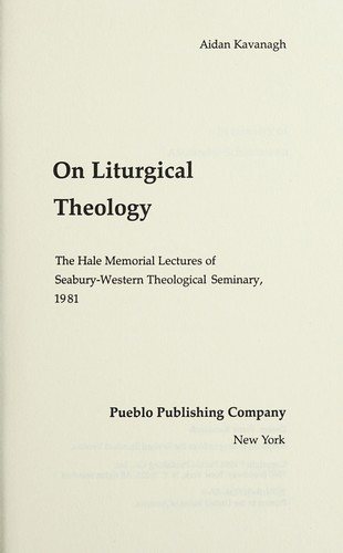 Couverture : On liturgical theology