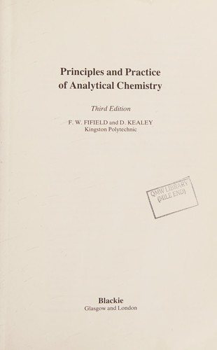 Couverture : Principles and Practice of Analytical Chemistry