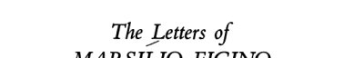 Couverture : Letters of Marsilio Ficino Volume 1