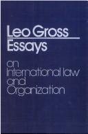Couverture : Essays on international law and organization