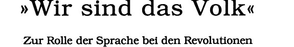 Couverture : Wir sind das Volk
