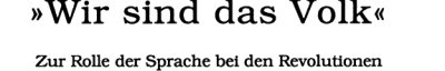 Couverture : Wir sind das Volk