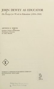 Couverture : John Dewey as educator