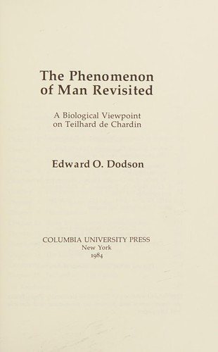 Couverture : The phenomenon of man revisited