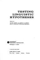 Couverture : Testing linguistic hypotheses