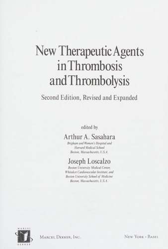 Couverture : New therapeutic agents in thrombosis and thrombolysis