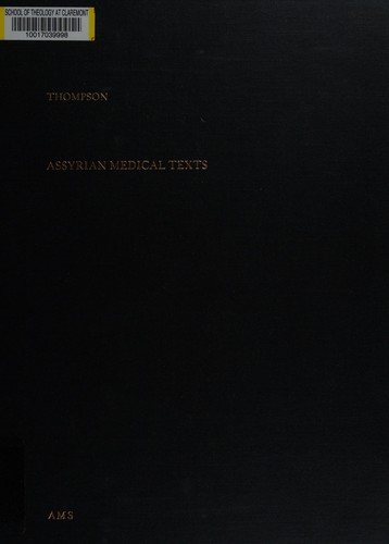 Couverture : Assyrian medical texts from the originals in the British Museum
