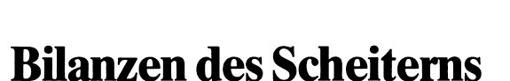 Couverture : Bilanzen des Scheiterns