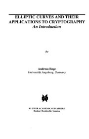 Couverture : Elliptic curves and their applications to cryptography