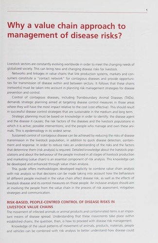 Couverture : A Value Chain Approach to Animal Diseases Risk Management