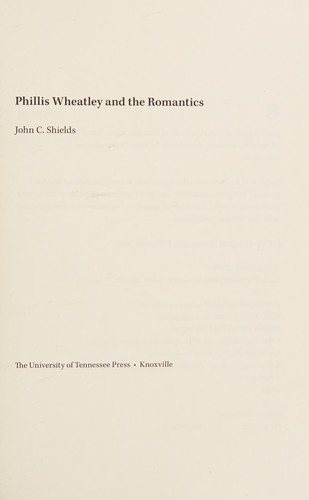 Couverture : Phillis Wheatley and the Romantics