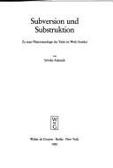 Couverture : Subversion Und Substruktion
