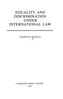 Couverture : Equality and discrimination under international law