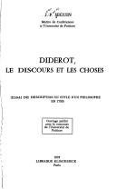 Couverture : Diderot, le discours et les choses