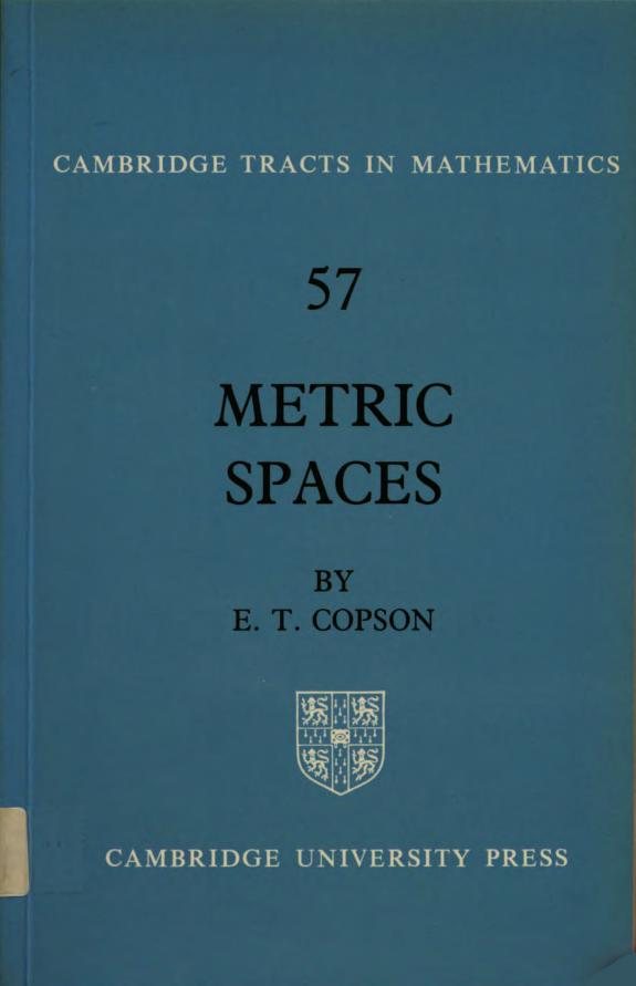 Couverture : Metric Spaces (Cambridge Tracts in Mathematics)
