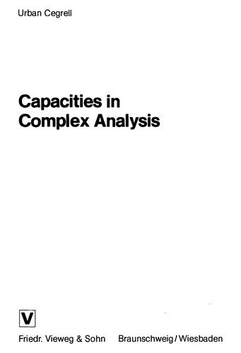 Couverture : Capacities in complex analysis