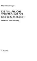 Couverture : Die allmähliche Verfertigung der Idee beim Schreiben
