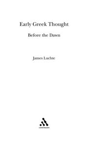 Couverture : Early Greek thought