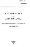 Couverture : Acta Germanica et acta Romanica