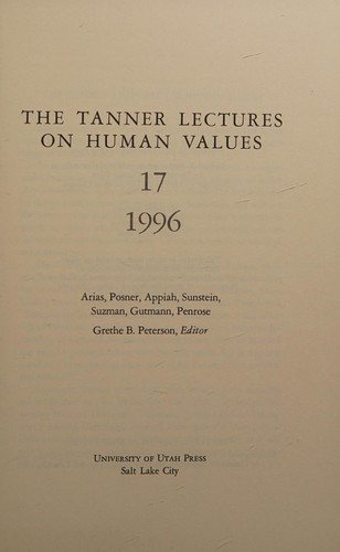 Couverture : The Tanner Lectures on Human Values 1996 (Tanner Lectures on Human Values)