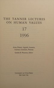Couverture : The Tanner Lectures on Human Values 1996 (Tanner Lectures on Human Values)