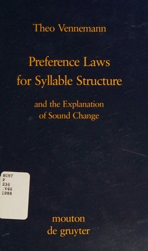 Couverture : Preference Laws for Syllable Structure and the Explanation of Sound Change
