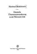 Couverture : Deutsche Überseeauswanderung in der Weimarer Zeit