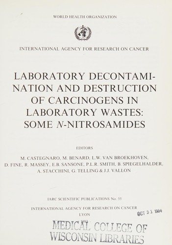 Couverture : Laboratory decontamination and destruction of carcinogens in laboratory wastes