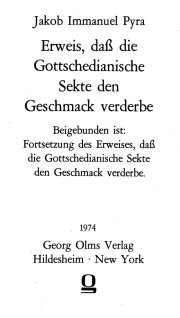Couverture : Erweis, dass die G[o]ttsch[e]dianische Sekte den Geschmack verderbe.