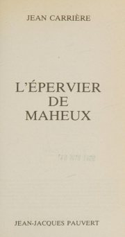 Couverture : L'épervier de Maheux