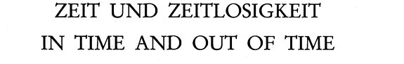 Couverture : Zeit und Zeitlosigkeit